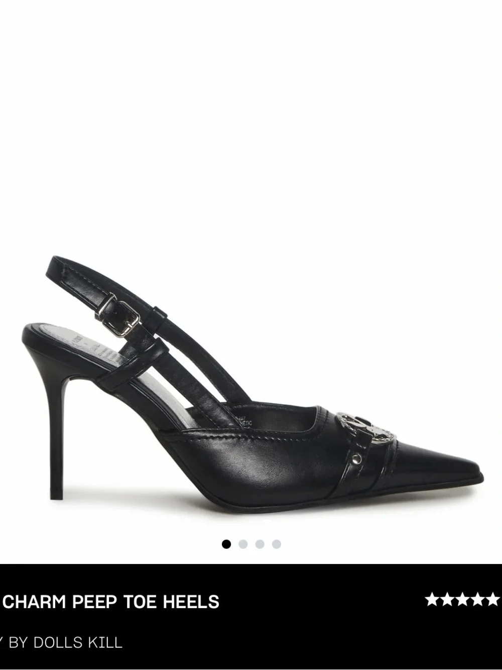 Dolls Kill Black Pointed Slingback Heels with Silver Playboy Emblem